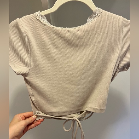 GARAGE Women’s Ribbed Lace Wrap Crop Top Size S - Picture 6 of 6